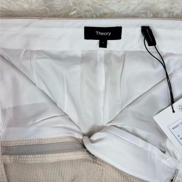 NWT Theory Seer Suit Shorts in Sand - Size 4 - Waist Tab Seersucker - Picture 4 of 9